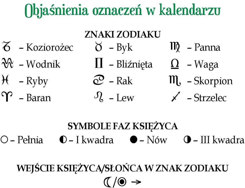 A Baran E Lew I Strzelec Symbole faz Księżyca X Pełnia ` I