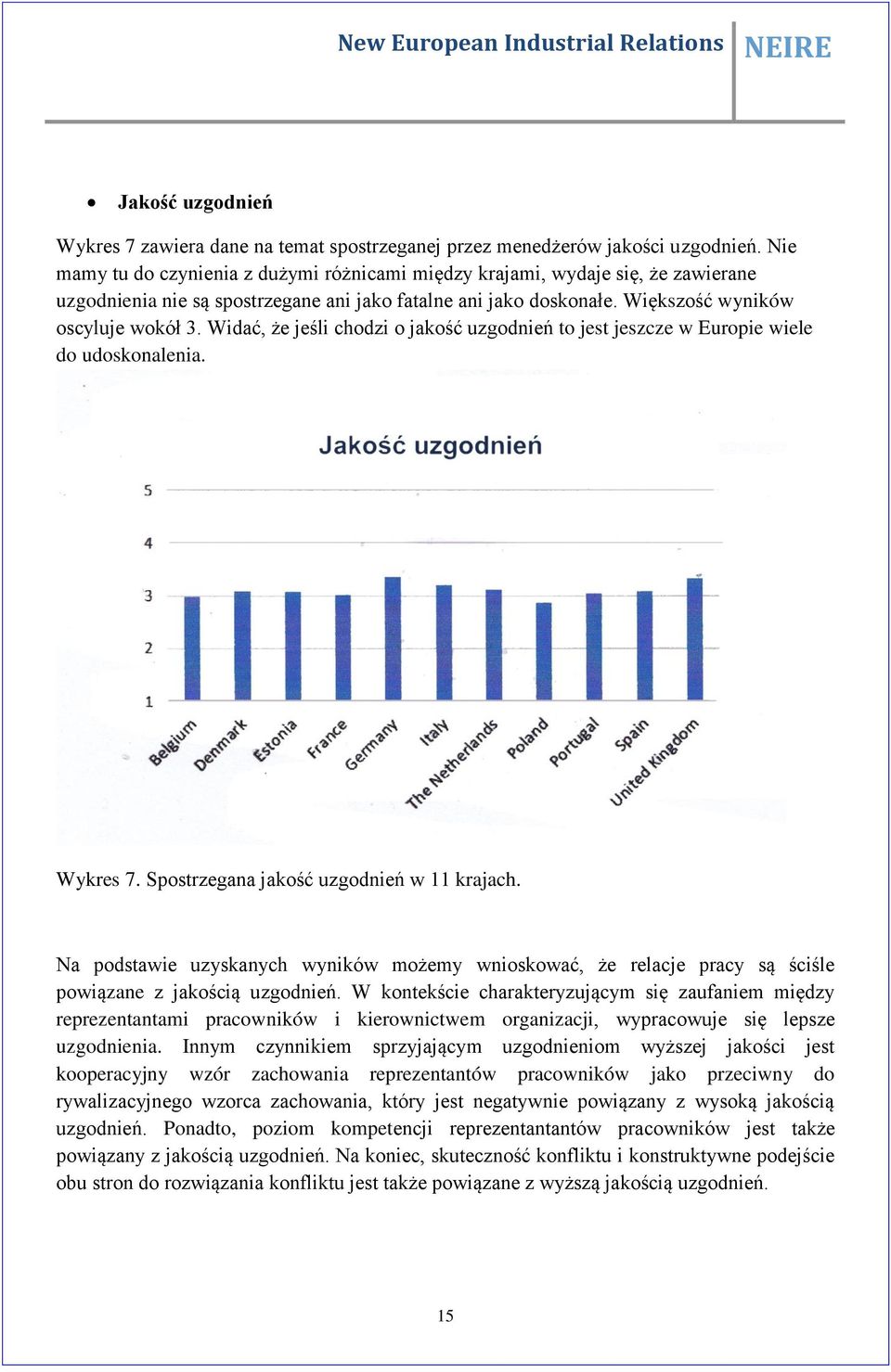 Widać, że jeśli chodzi o jakość uzgodnień to jest jeszcze w Europie wiele do udoskonalenia. Wykres 7. Spostrzegana jakość uzgodnień w 11 krajach.