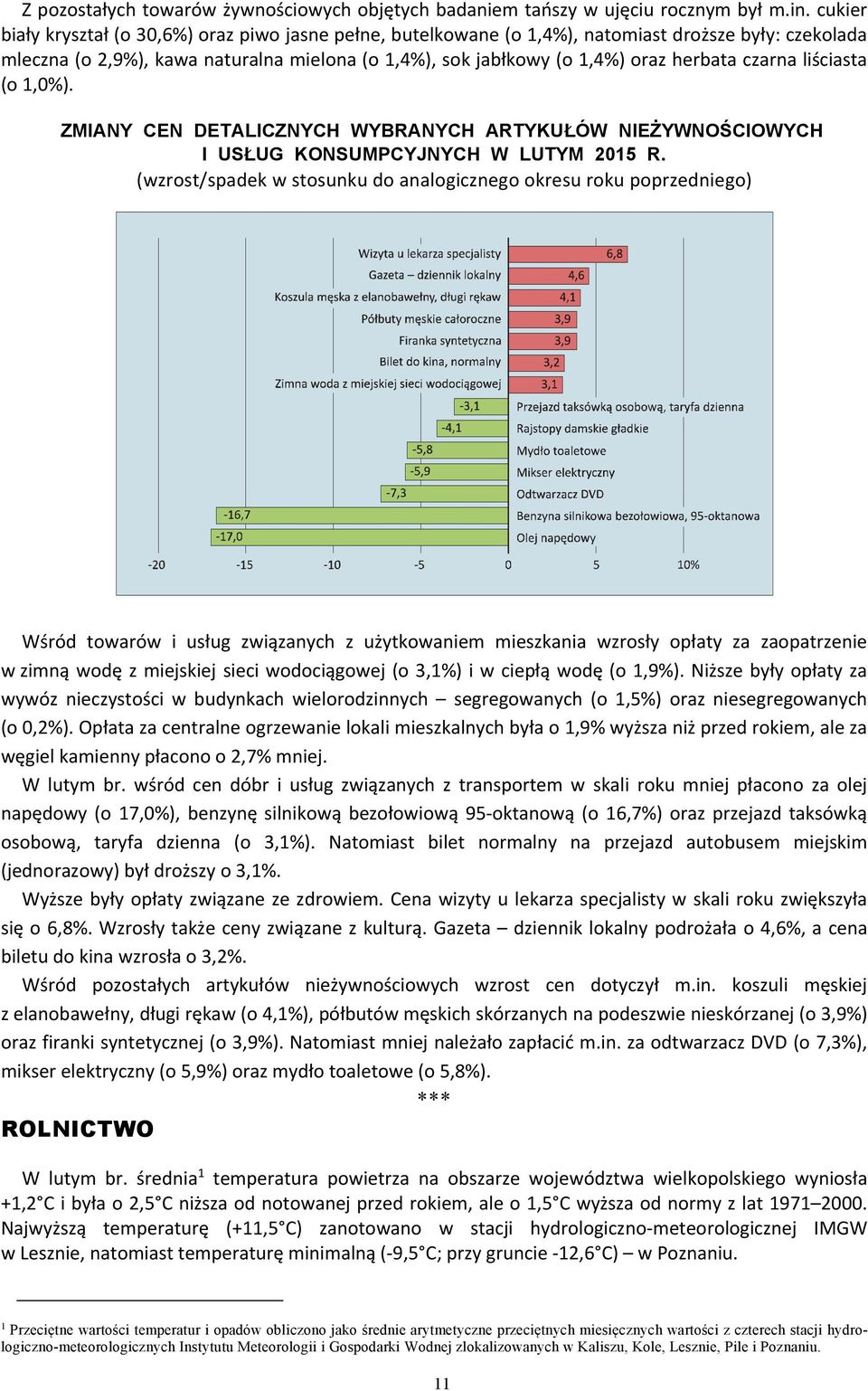 czarna liściasta (o 1,0%). ZMIANY CEN DETALICZNYCH WYBRANYCH ARTYKUŁÓW NIEŻYWNOŚCIOWYCH I USŁUG KONSUMPCYJNYCH W LUTYM 2015 R.