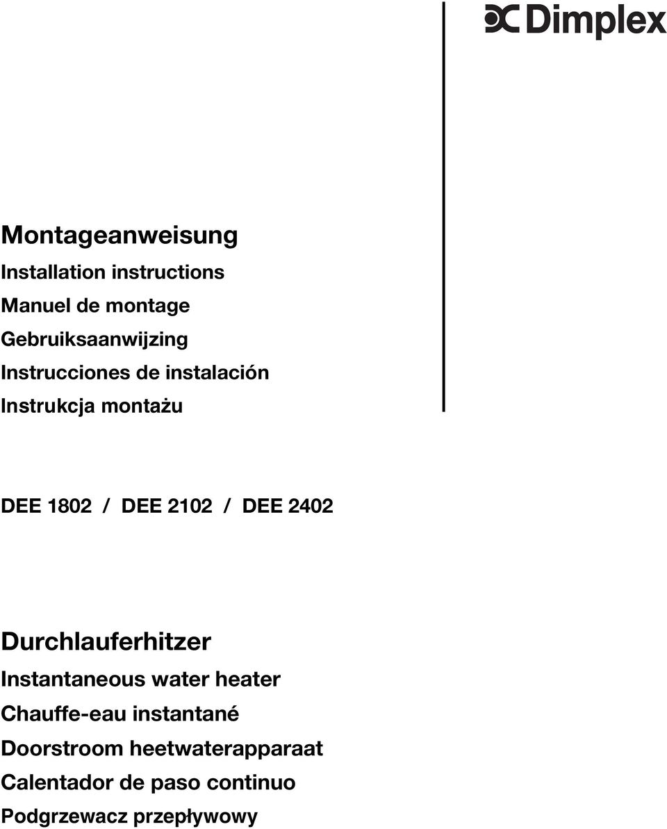 / DEE 2102 / DEE 2402 Durchlauferhitzer Instantaneous water heater