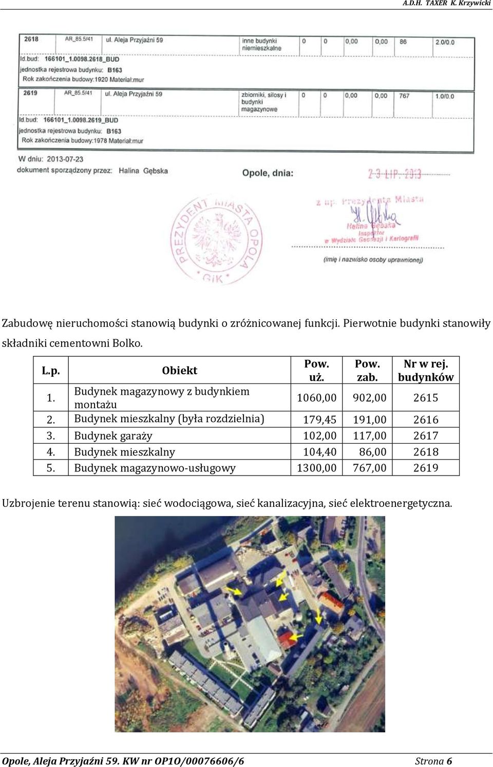 Budynek mieszkalny (była rozdzielnia) 179,45 191,00 2616 3. Budynek garaży 102,00 117,00 2617 4. Budynek mieszkalny 104,40 86,00 2618 5.