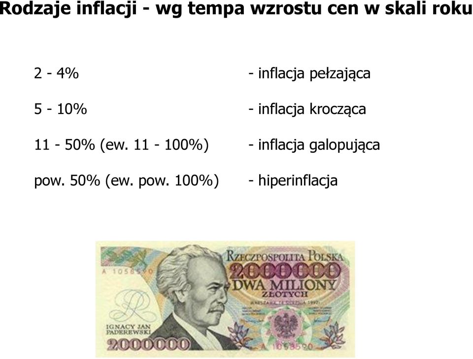 inflacja krocząca 11-50% (ew.