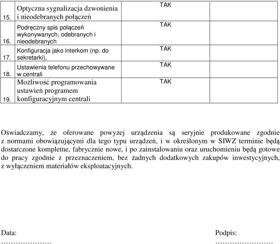 połączeń wykonywanych, odebranych i nieodebranych Konfiguracja jako