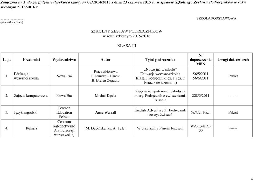 Zajęcia komputerowe. Nowa Era Michał Kęska Zajęcia komputerowe. Szkoła na miarę. ćwiczeniami. Klasa 3 228/3/2011 ------- 3. Język angielski 4.