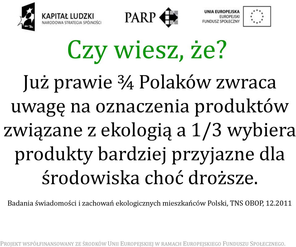 związane z ekologią a 1/3 wybiera produkty bardziej przyjazne