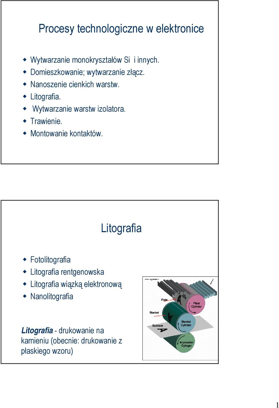 Wytwarzanie warstw izolatora. Trawienie. Montowanie kontaktów.