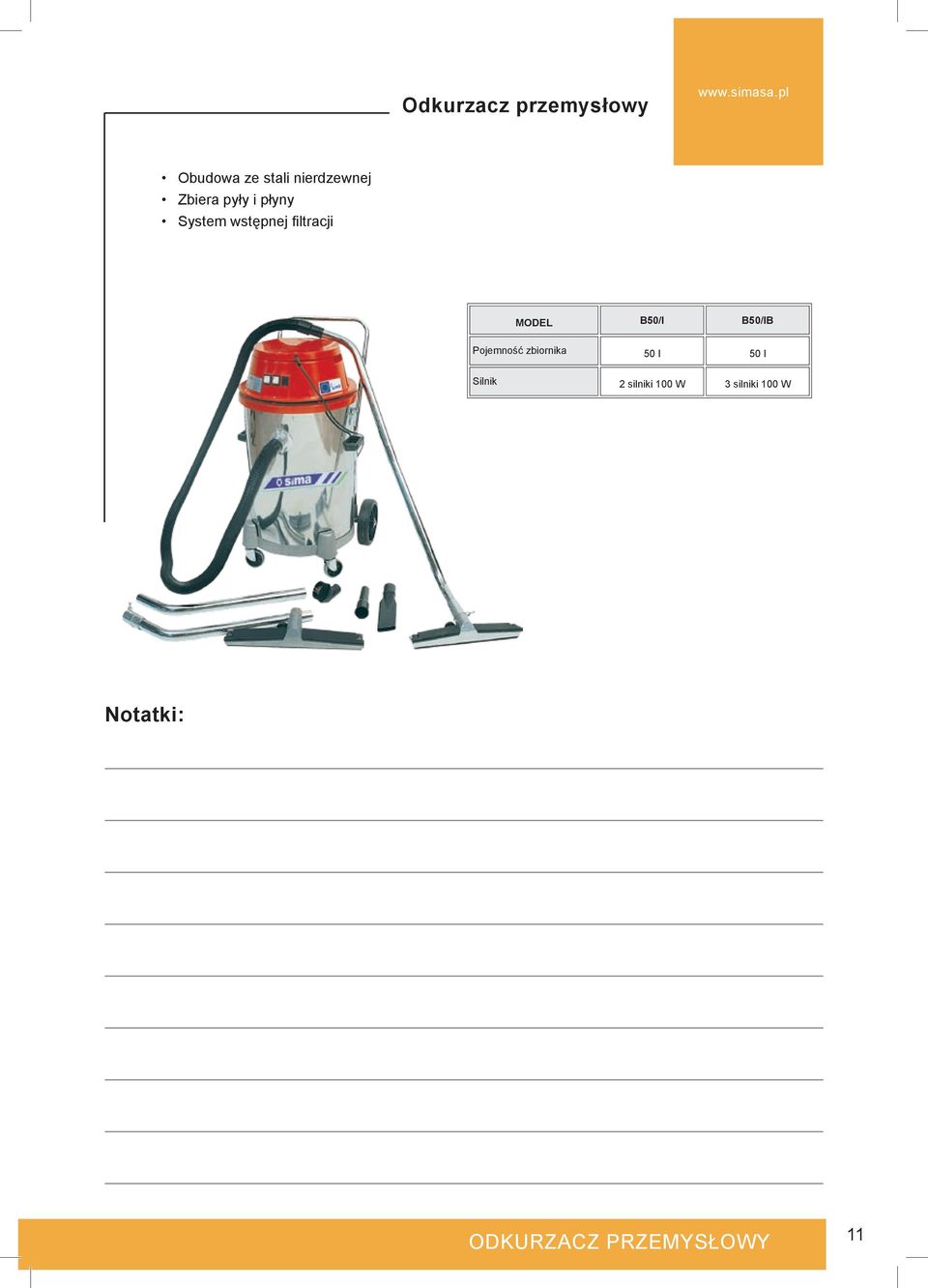 System wstępnej filtracji MODEL B50/I B50/IB Pojemność