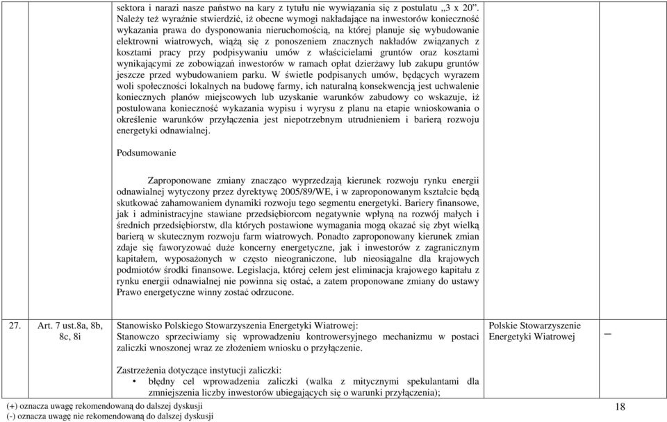 się z ponoszeniem znacznych nakładów związanych z kosztami pracy przy podpisywaniu umów z właścicielami gruntów oraz kosztami wynikającymi ze zobowiązań inwestorów w ramach opłat dzierŝawy lub zakupu