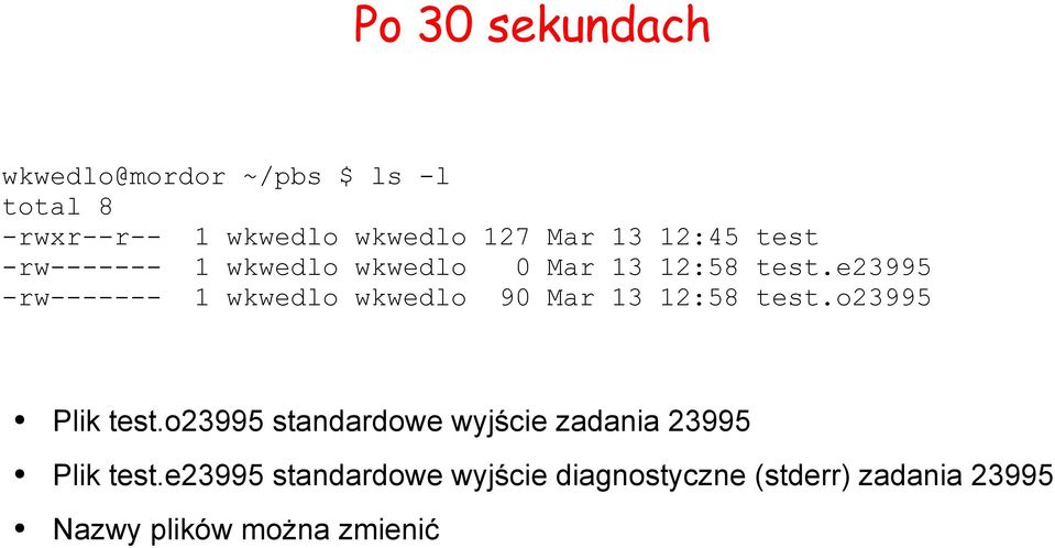 e23995 -rw------- 1 wkwedlo wkwedlo 90 Mar 13 12:58 test.o23995 Plik test.