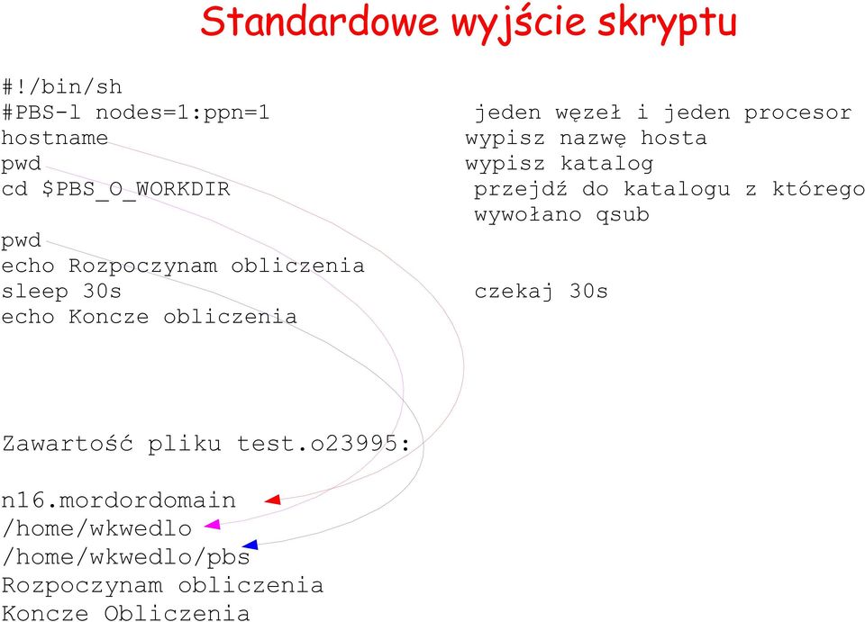 katalog cd $PBS_O_WORKDIR przejdź do katalogu z którego wywołano qsub pwd echo Rozpoczynam