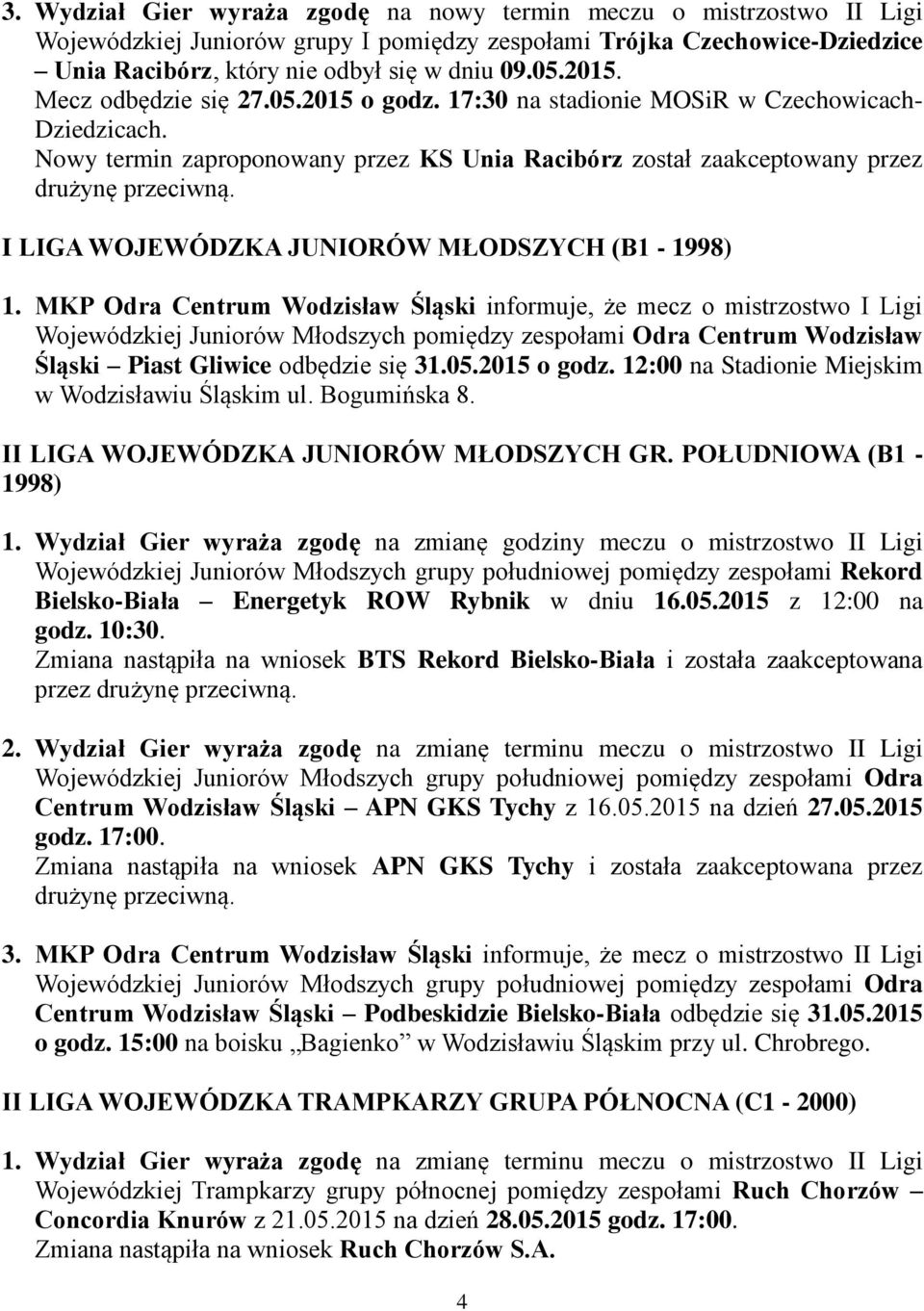 I LIGA WOJEWÓDZKA JUNIORÓW MŁODSZYCH (B1-1998) 1.