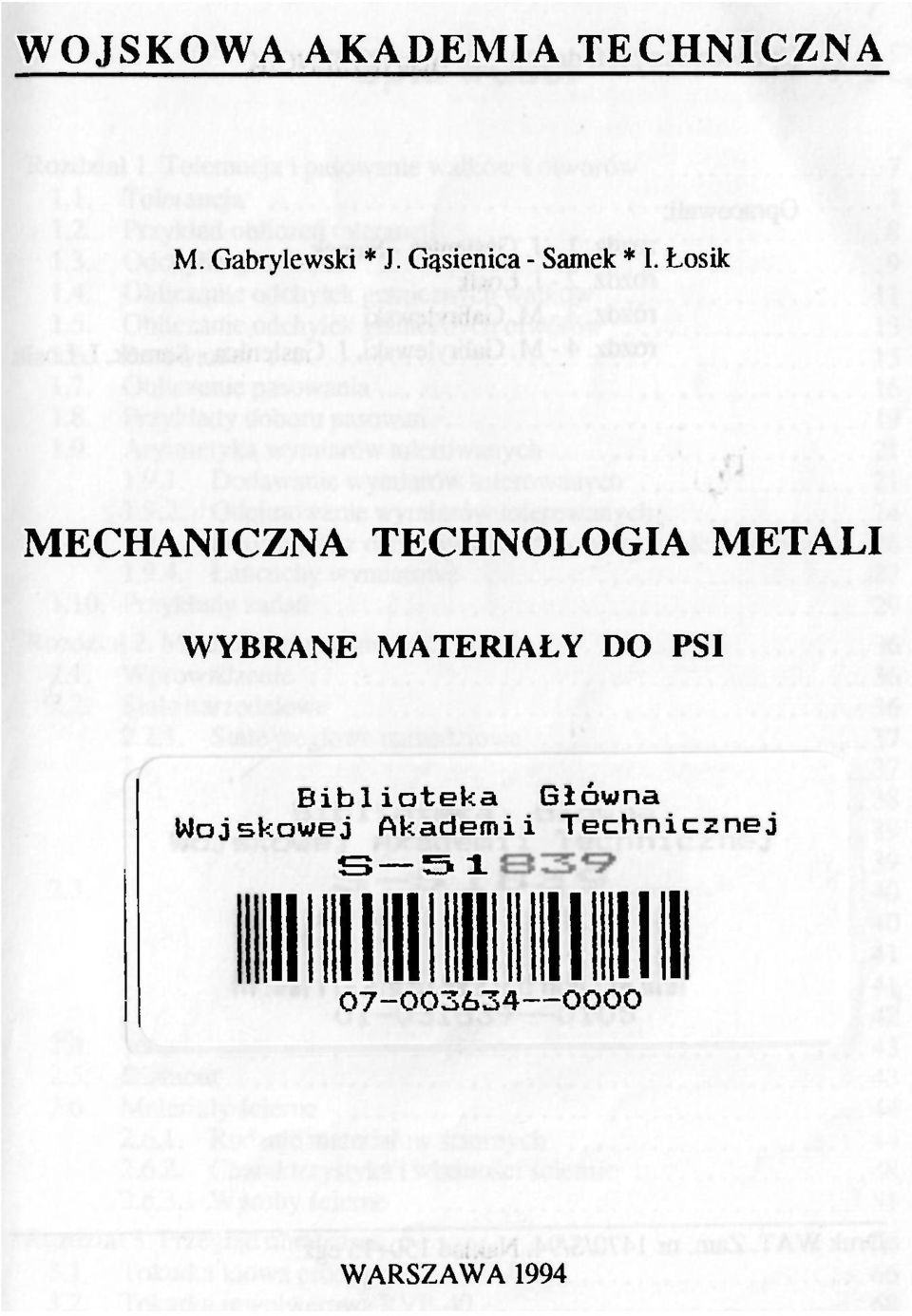 Łsik MECHANICZNA TECHNOLOGIA METALI WYBRANE MATERIAŁY DO