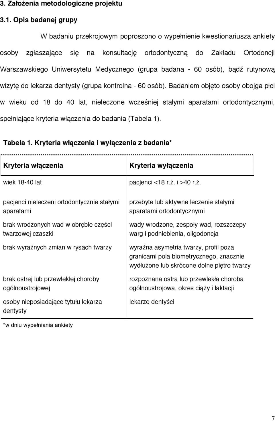 Medycznego (grupa badana - 60 osób), bądź rutynową wizytę do lekarza dentysty (grupa kontrolna - 60 osób).