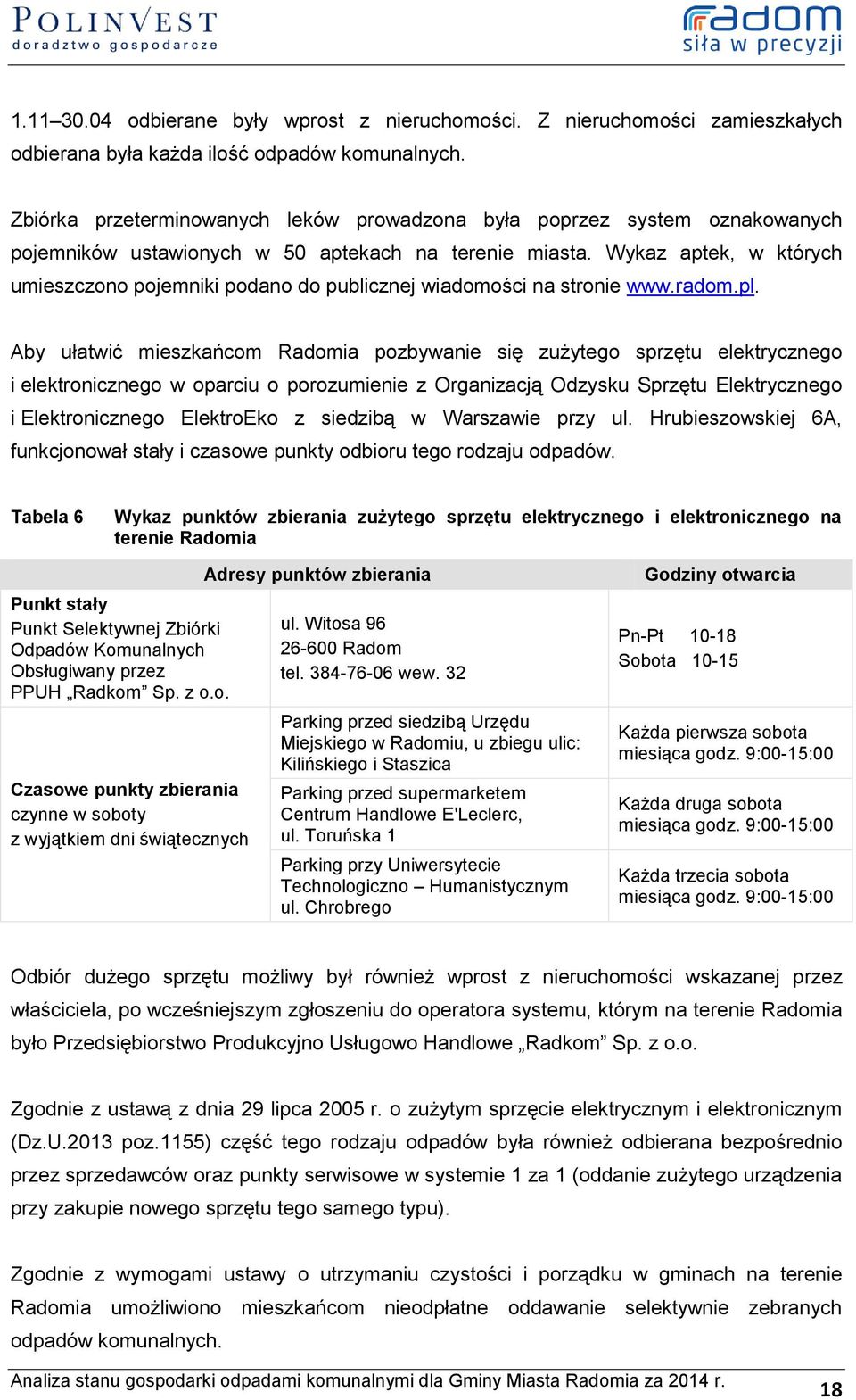 Wykaz aptek, w których umieszczono pojemniki podano do publicznej wiadomości na stronie www.radom.pl.