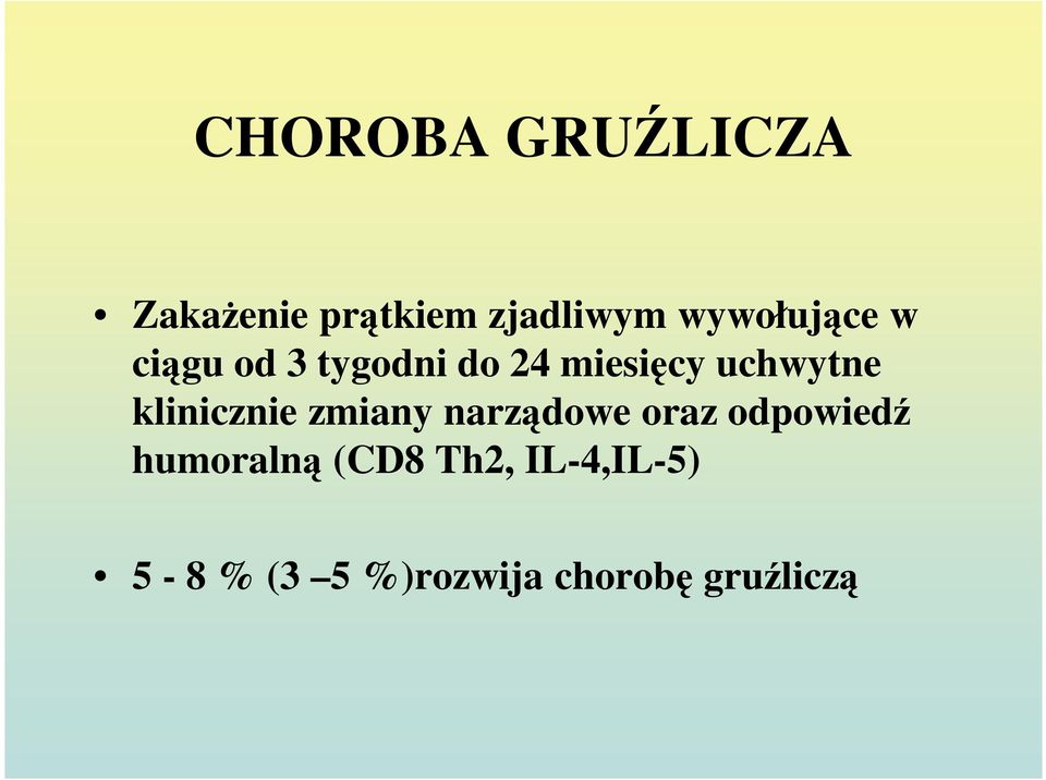 uchwytne klinicznie zmiany narządowe oraz odpowiedź