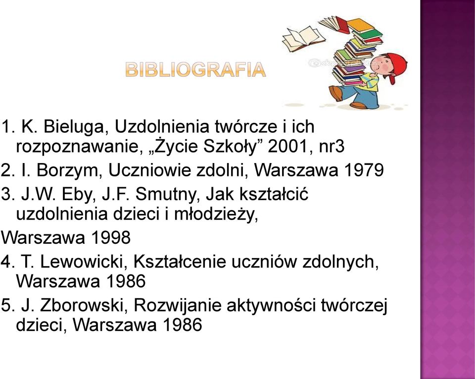 Smutny, Jak kształcić uzdolnienia dzieci i młodzieży, Warszawa 1998 4. T.