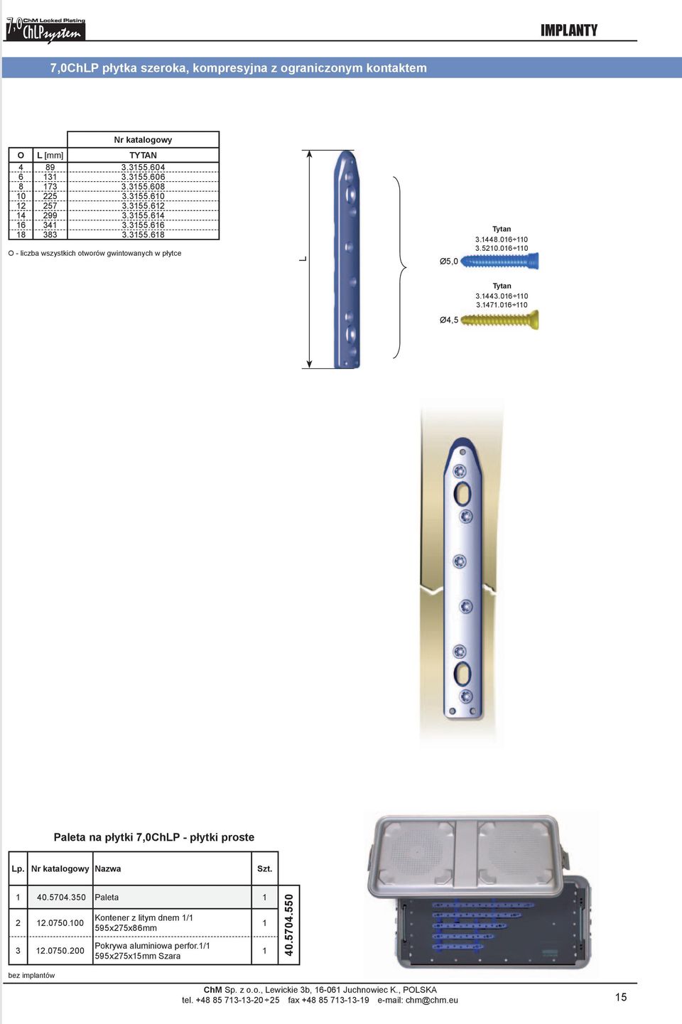 016 110 3.1471.016 110 Ø4,5 Paleta na płytki 7,0chP - płytki proste p. Nazwa Szt. 1 40.5704.350 Paleta 1 2 12.0750.