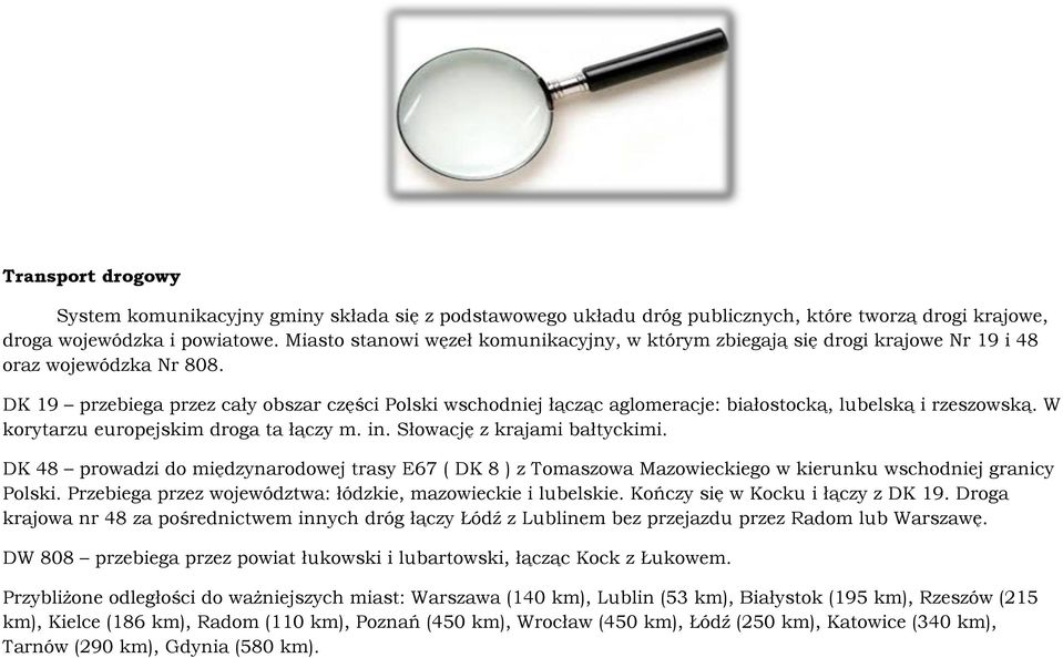 DK 19 przebiega przez cały obszar części Polski wschodniej łącząc aglomeracje: białostocką, lubelską i rzeszowską. W korytarzu europejskim droga ta łączy m. in. Słowację z krajami bałtyckimi.