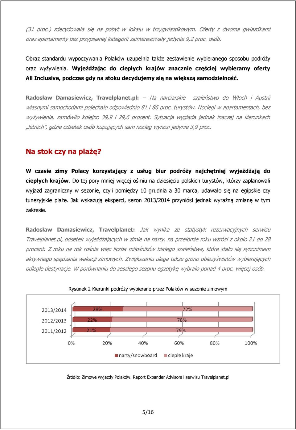 Wyjeżdżając do ciepłych krajów znacznie częściej wybieramy oferty All Inclusive, podczas gdy na stoku decydujemy się na większą samodzielność. Radosław Damasiewicz, Travelplanet.