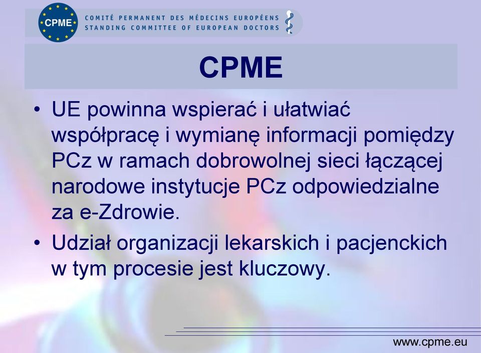 narodowe instytucje PCz odpowiedzialne za e-zdrowie.