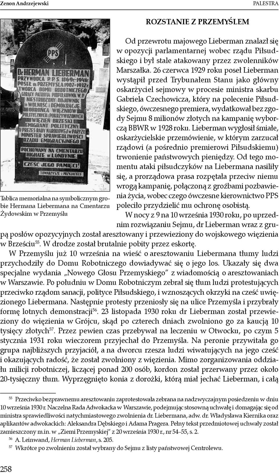 26 czerwca 1929 roku poseł Lieberman wystąpił przed Trybunałem Stanu jako główny oskarżyciel sejmowy w procesie ministra skarbu Gabriela Czechowicza, który na polecenie Piłsudskiego, ówczesnego