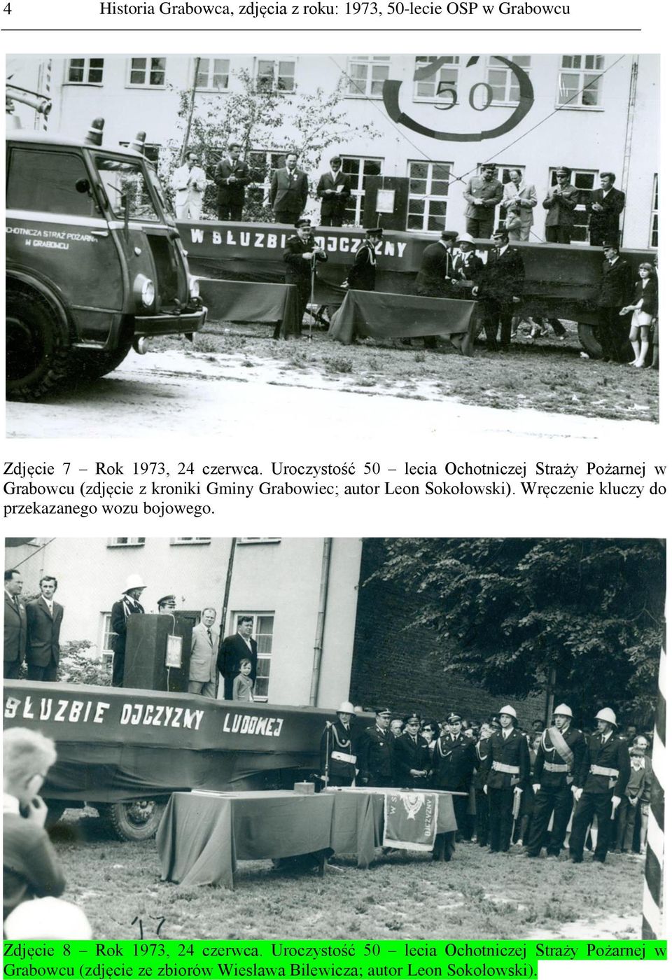 Uroczystość 50 lecia Ochotniczej Straży Pożarnej w Grabowcu (zdjęcie z kroniki Gminy