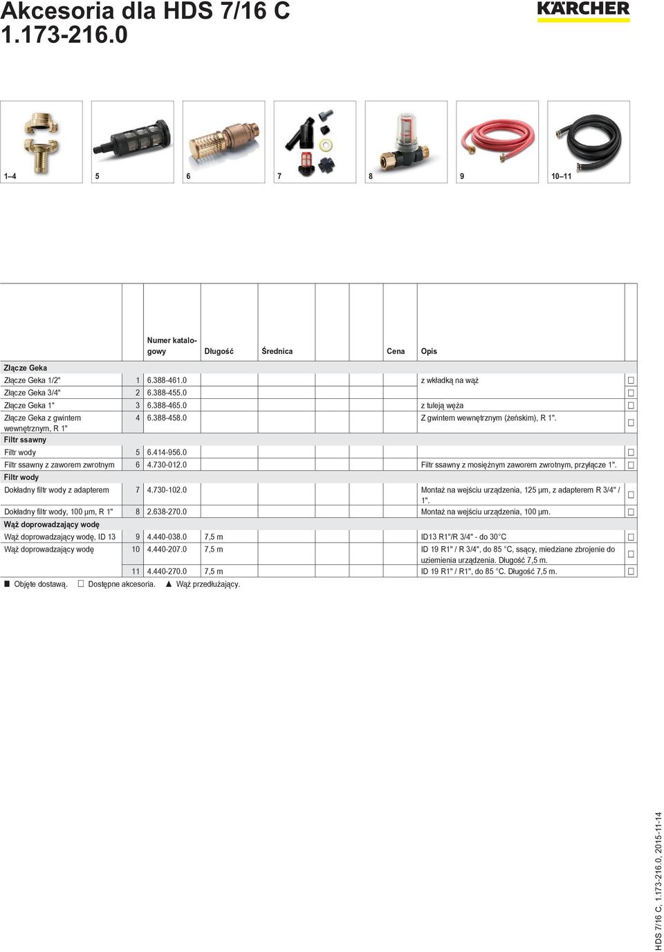 0 Filtr ssawny z mosiężnym zaworem zwrotnym, przyłącze 1". Filtr wody Dokładny filtr wody z adapterem 7 4.730-102.0 Montaż na wejściu urządzenia, 125 μm, z adapterem R 3/4" / 1".