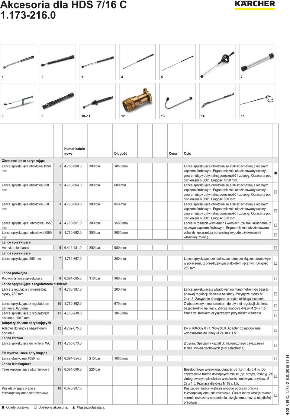 Obracana pod ciśnieniem o 360. Długość 1050 mm. 2 4.760-664.0 300 bar 600 mm Lanca spryskująca obrotowa ze stali szlachetnej z ręcznym złączem śrubowym.