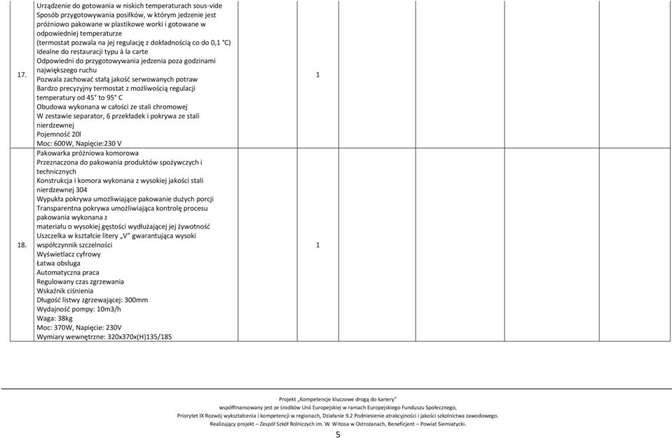 jakość serwowanych potraw Bardzo precyzyjny termostat z możliwością regulacji temperatury od 45 to 95 C Obudowa wykonana w całości ze stali chromowej W zestawie separator, 6 przekładek i pokrywa ze