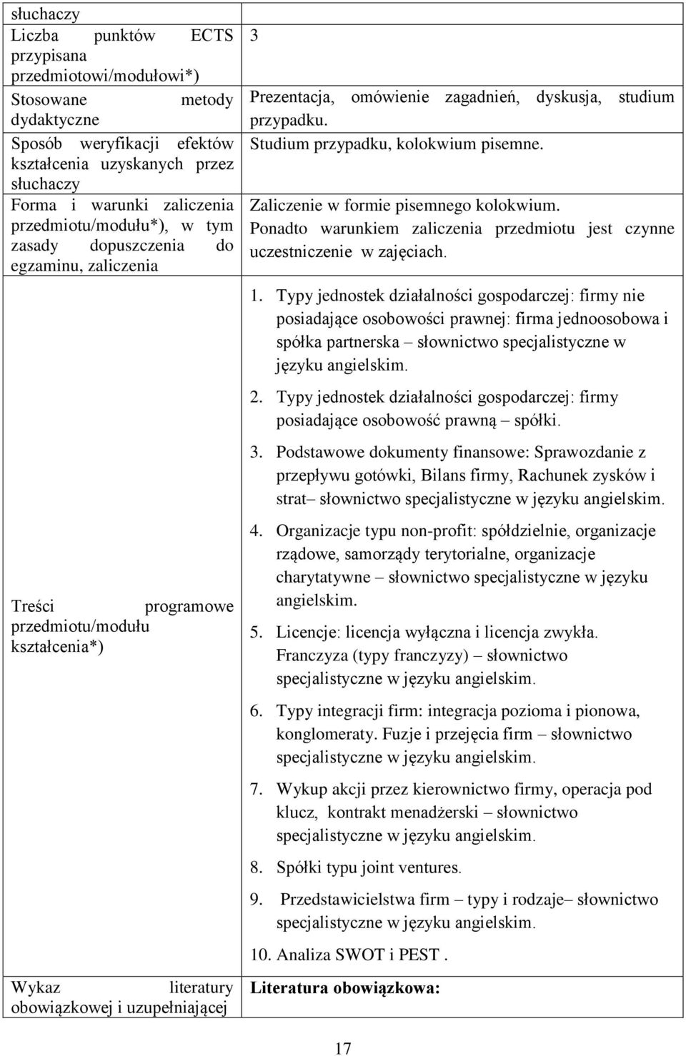 Zaliczenie w formie pisemnego kolokwium. Ponadto warunkiem zaliczenia przedmiotu jest czynne uczestniczenie w zajęciach. 1.