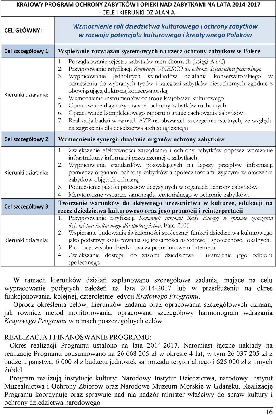 zabytków w Polsce 1. Porządkowanie rejestru zabytków nieruchomych (księgi A i C) 2. Przygotowanie ratyfikacji Konwencji UNESCO ds. ochrony dziedzictwa podwodnego 3.