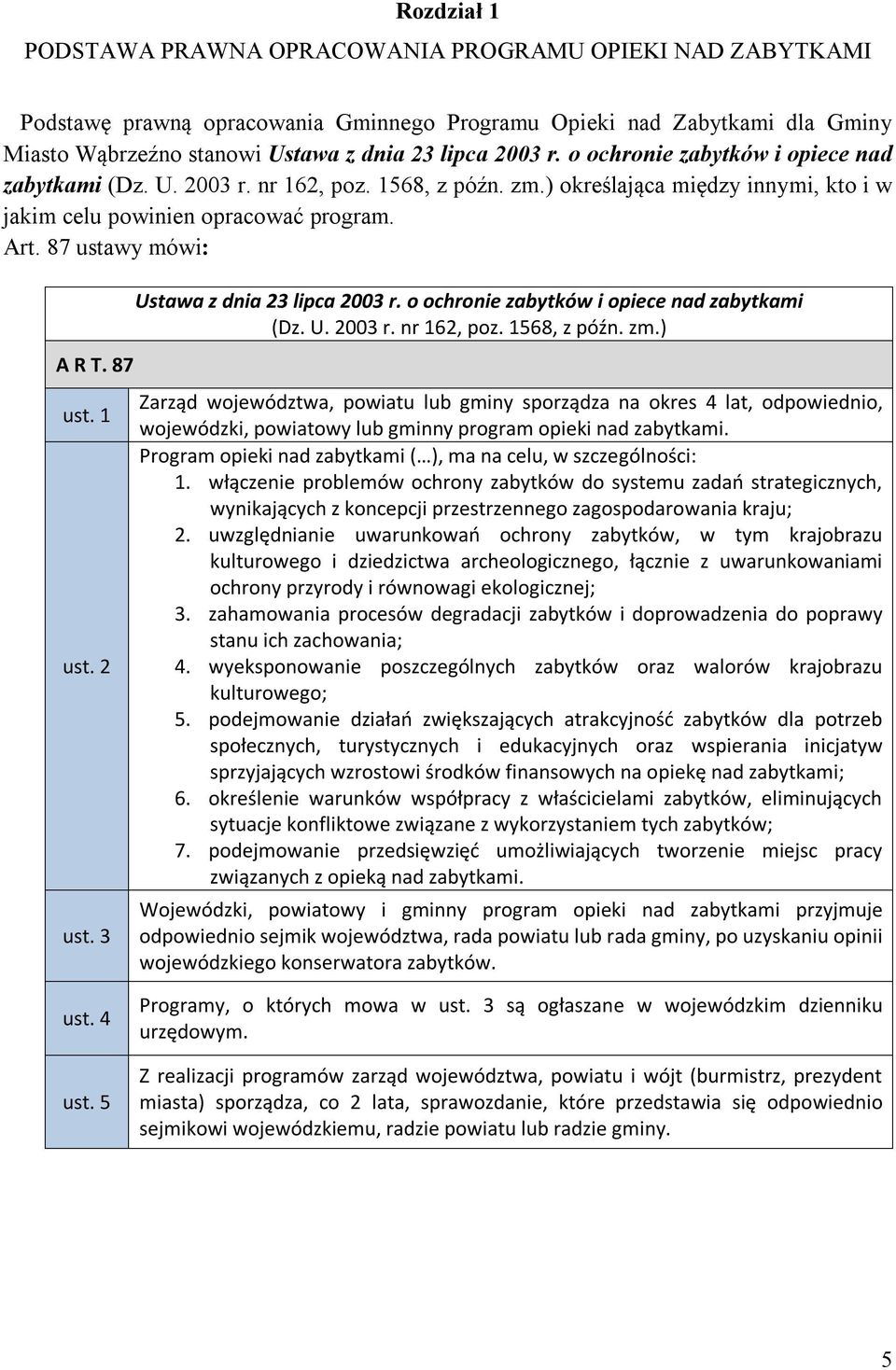 87 ust. 1 ust. 2 ust. 3 Ustawa z dnia 23 lipca 2003 r. o ochronie zabytków i opiece nad zabytkami (Dz. U. 2003 r. nr 162, poz. 1568, z późn. zm.