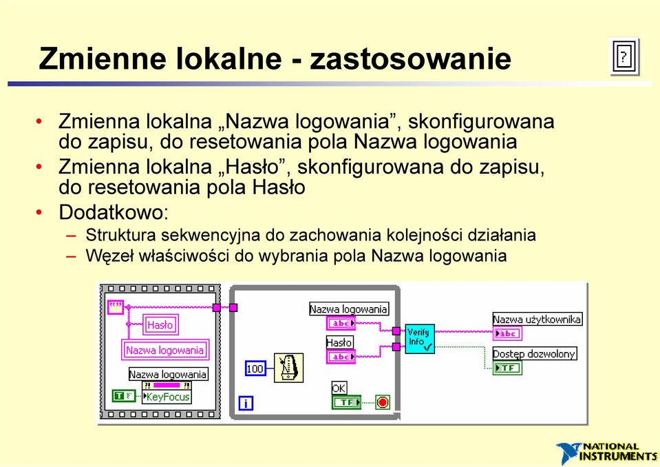 skonfigurowana do zapisu, do resetowania pola Hasło Dodatkowo: Struktura