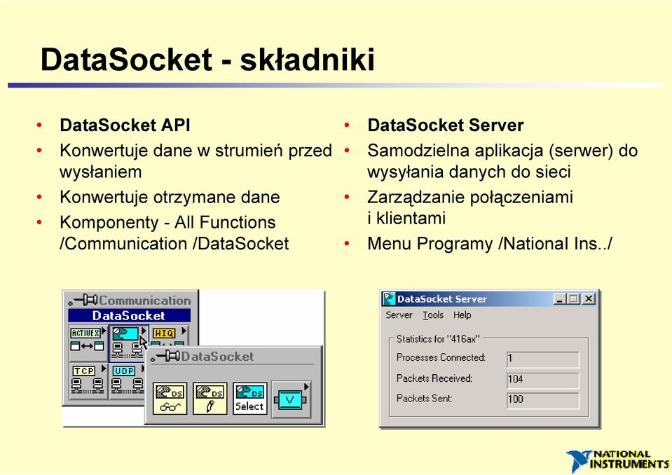 /Communication /DataSocket DataSocket Server Samodzielna aplikacja (serwer)