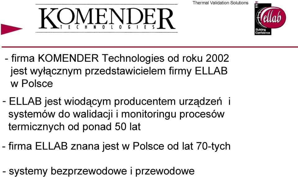 do walidacji i monitoringu procesów termicznych od ponad 50 lat - firma