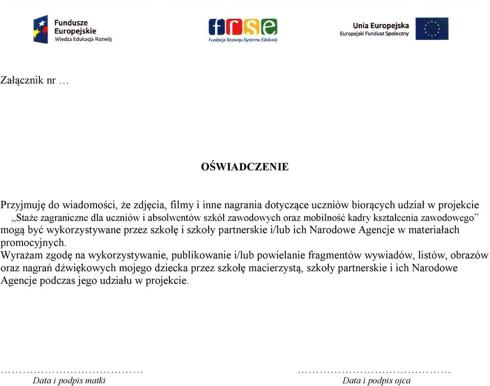 Narodowe Agencje w materiałach promocyjnych.