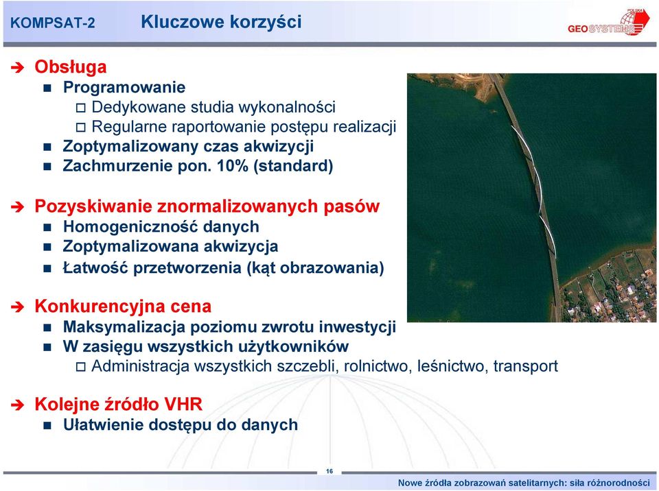 10% (standard) Pozyskiwanie znormalizowanych pasów Homogeniczność danych Zoptymalizowana akwizycja Łatwość przetworzenia (kąt