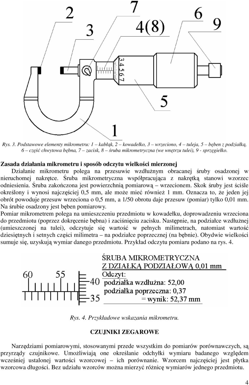 Śruba mikrometrycza współpracująca z akrętką staowi wzorzec odiesieia. Śruba zakończoa jest powierzchią pomiarową wrzecioem.