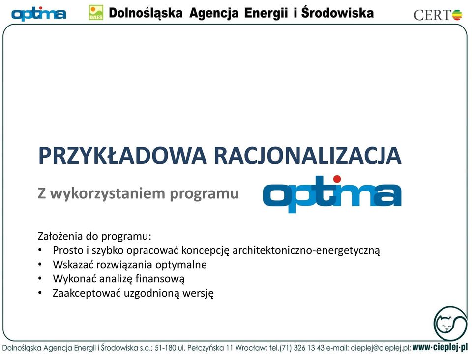 koncepcję architektoniczno-energetyczną Wskazać