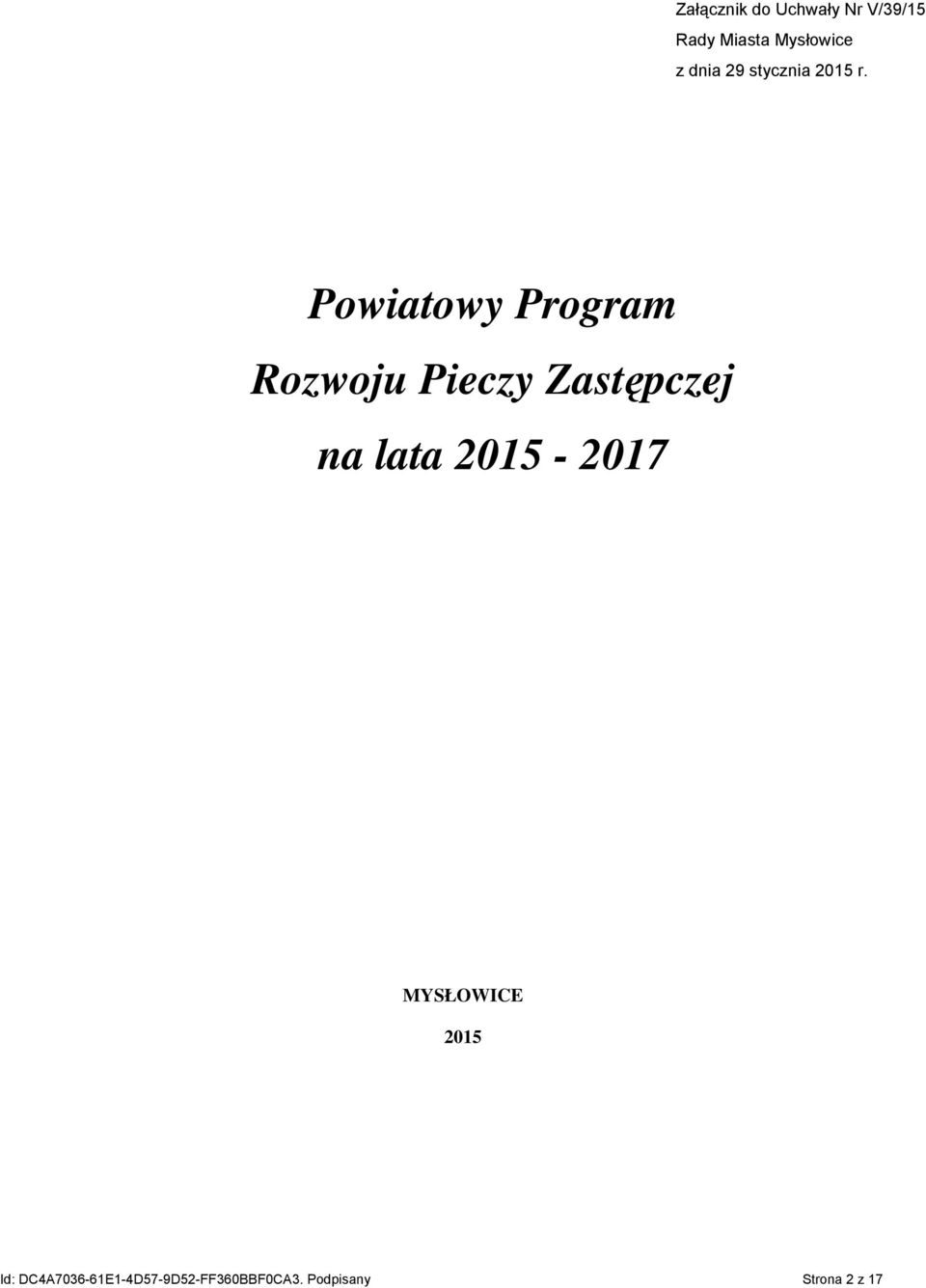 Powiatowy Program Rozwoju Pieczy Zastępczej na lata