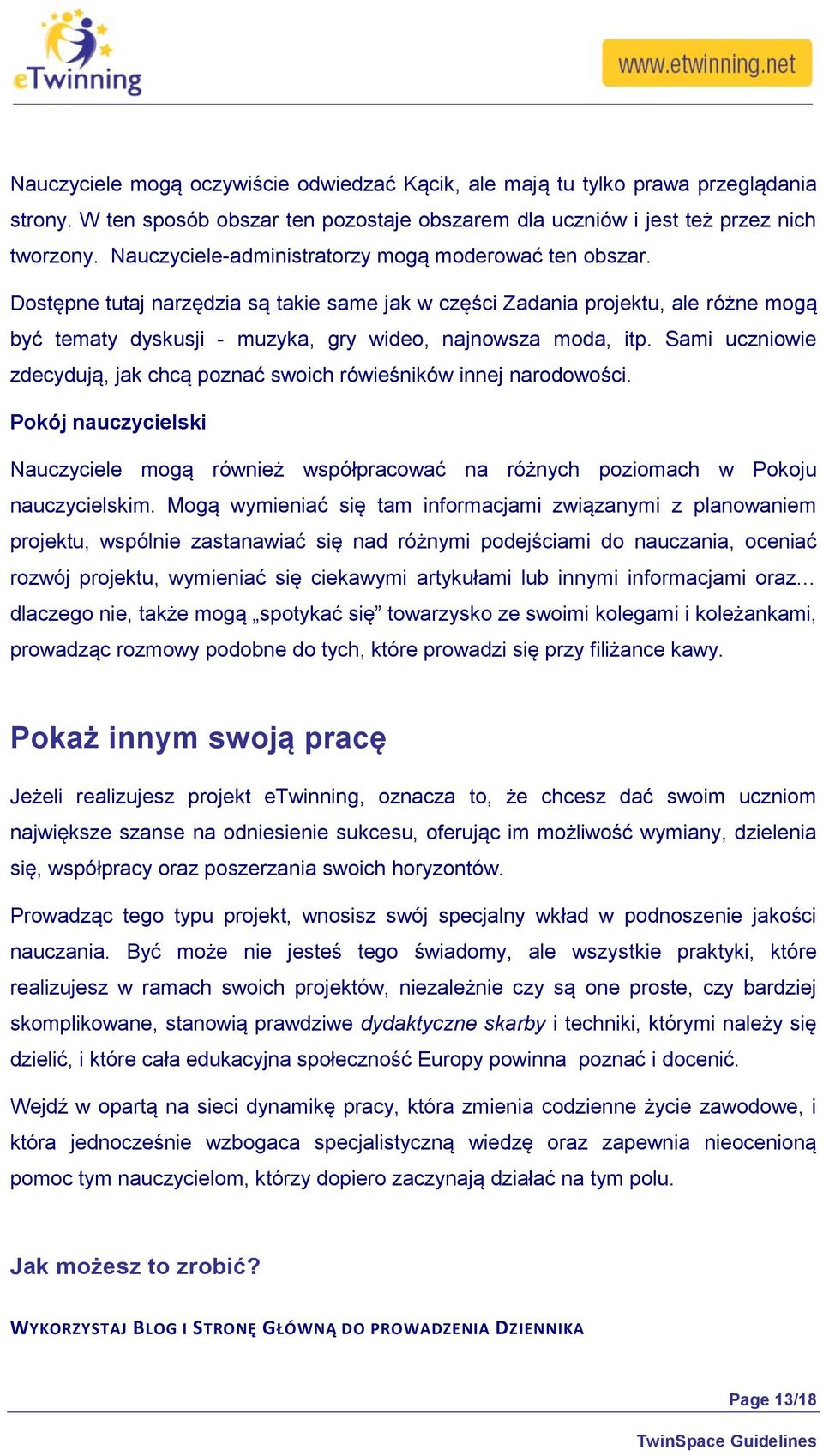 Dostępne tutaj narzędzia są takie same jak w części Zadania projektu, ale różne mogą być tematy dyskusji - muzyka, gry wideo, najnowsza moda, itp.