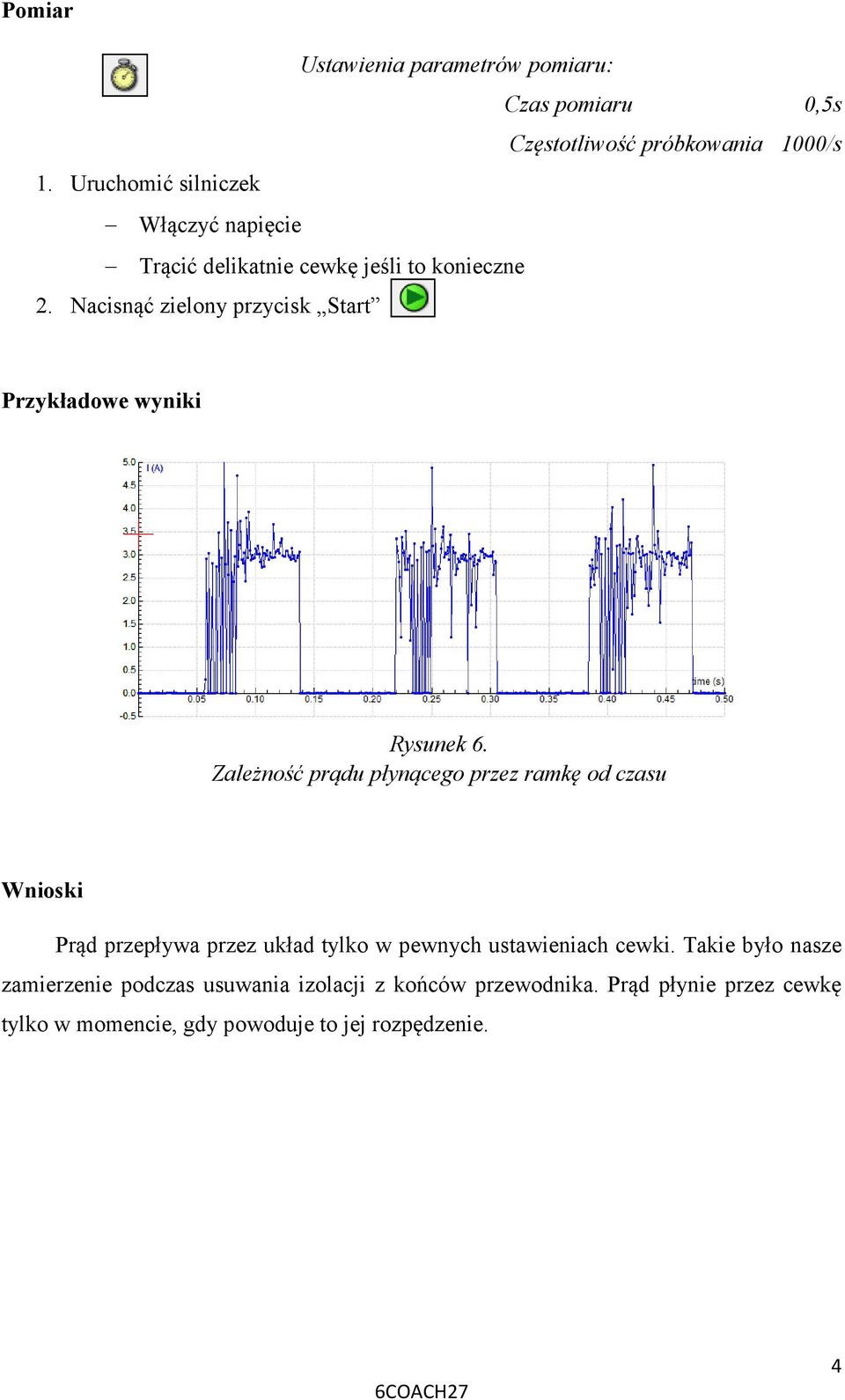 Nacisnąć zielony przycisk Start Przykładowe wyniki Rysunek 6.