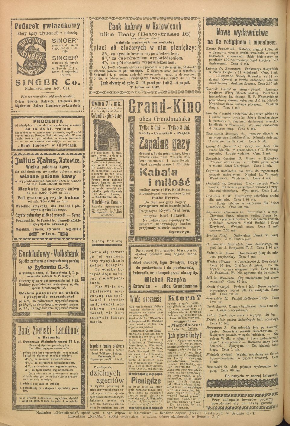 f^rndola Neodebrane w czase tym procenta, czyl urok dopsujemy po Nowym Roku do kaptału. W nedzele, śwęta po połudnu w soboty jest bank zawsze zamknęty. Bank Indowy w Glwcach. 'BEE3K3F*Tl / ' -V.