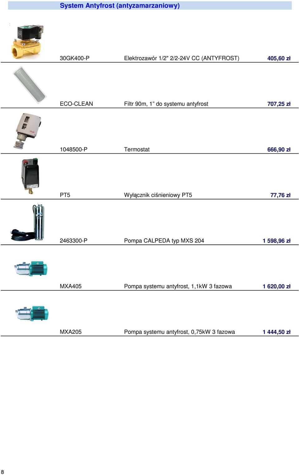 Wyłącznik ciśnieniowy PT5 77,76 zł 2463300-P Pompa CALPEDA typ MXS 204 1 598,96 zł MXA405 Pompa