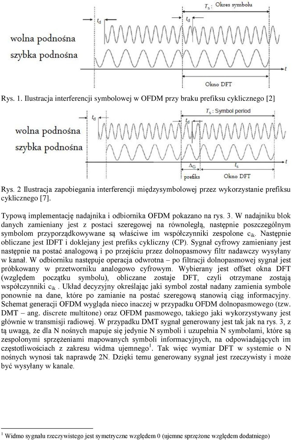 W nadajniku blok danych zamieniany jest z postaci szeregowej na równoległą, następnie poszczególnym symbolom przyporządkowywane są właściwe im współczynniki zespolone c ik.