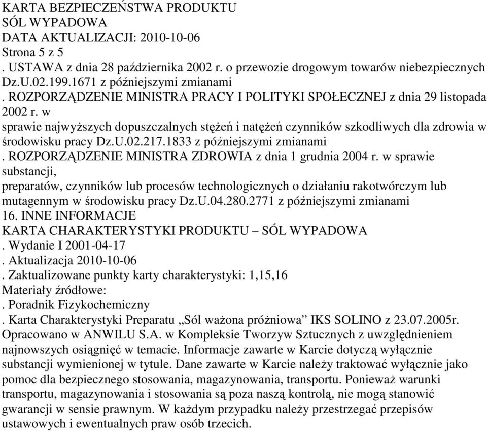 1833 z późniejszymi zmianami. ROZPORZĄDZENIE MINISTRA ZDROWIA z dnia 1 grudnia 2004 r.