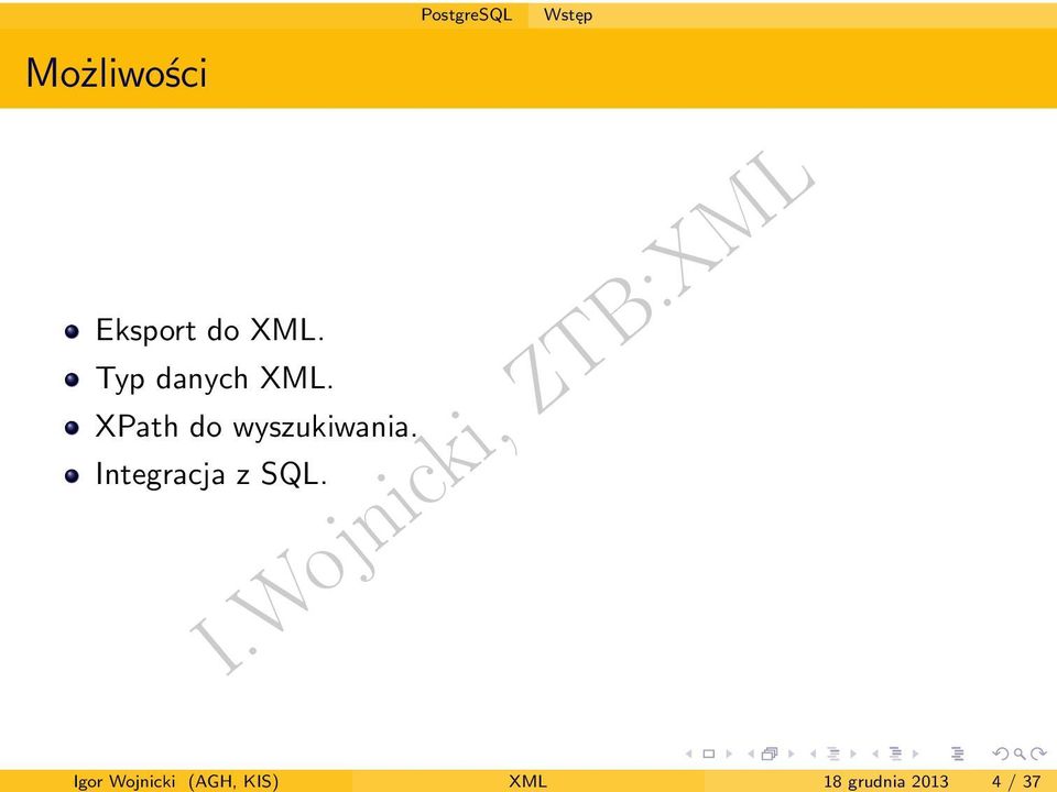 Możliwości do XML. Typ danych XML.