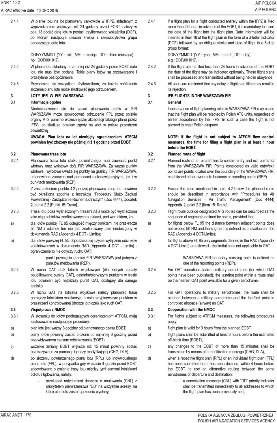 następuje ukośna kreska i sześciocyfrowa grupa oznaczająca datę lotu: DOFYYMMDD (YY = rok, MM = miesiąc, DD = dzień miesiąca) np.: DOF001017. 2.4.