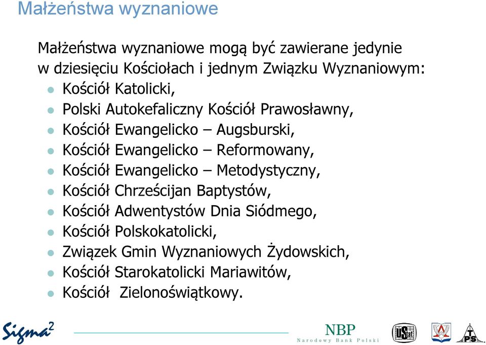 Ewangelicko Reformowany, Kościół Ewangelicko Metodystyczny, Kościół Chrześcijan Baptystów, Kościół Adwentystów Dnia