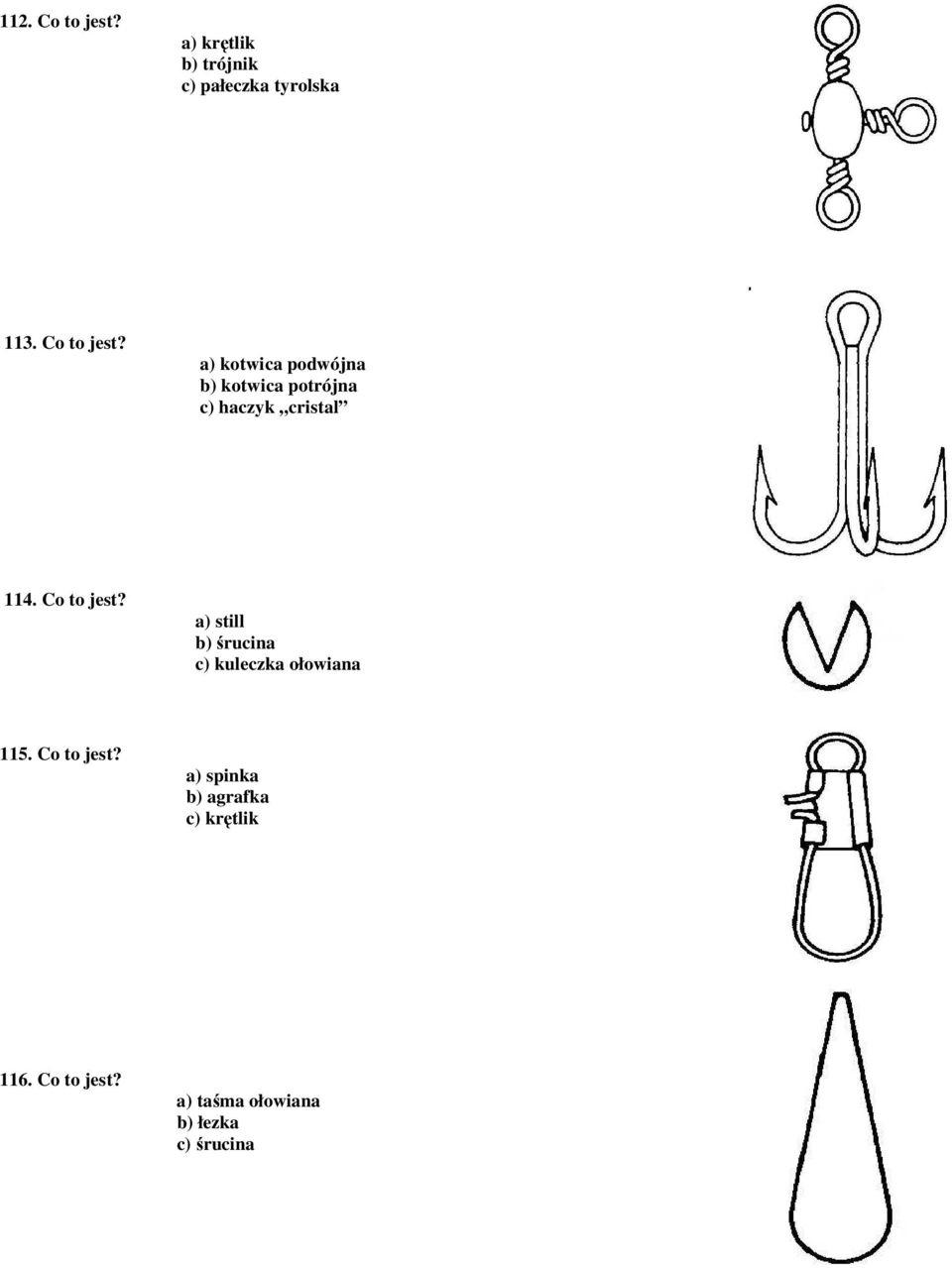 Co to jest? a) still b) śrucina c) kuleczka ołowiana 115. Co to jest?